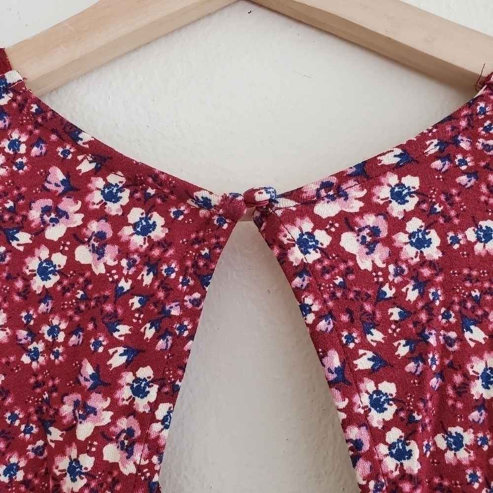 NWT Free People Sweet Talker Floral Mini Dress Burgundy Large - Picture 12 of 13